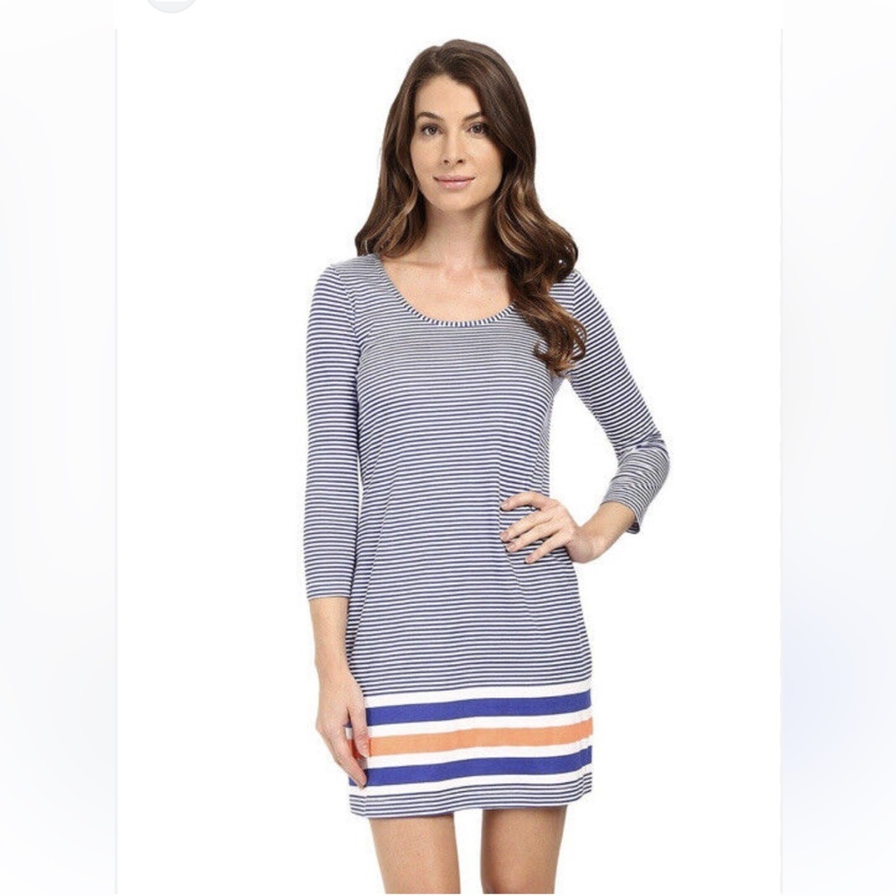 Lilly Pulitzer Gray and White Sheath Dress with Cuffed Sleeves